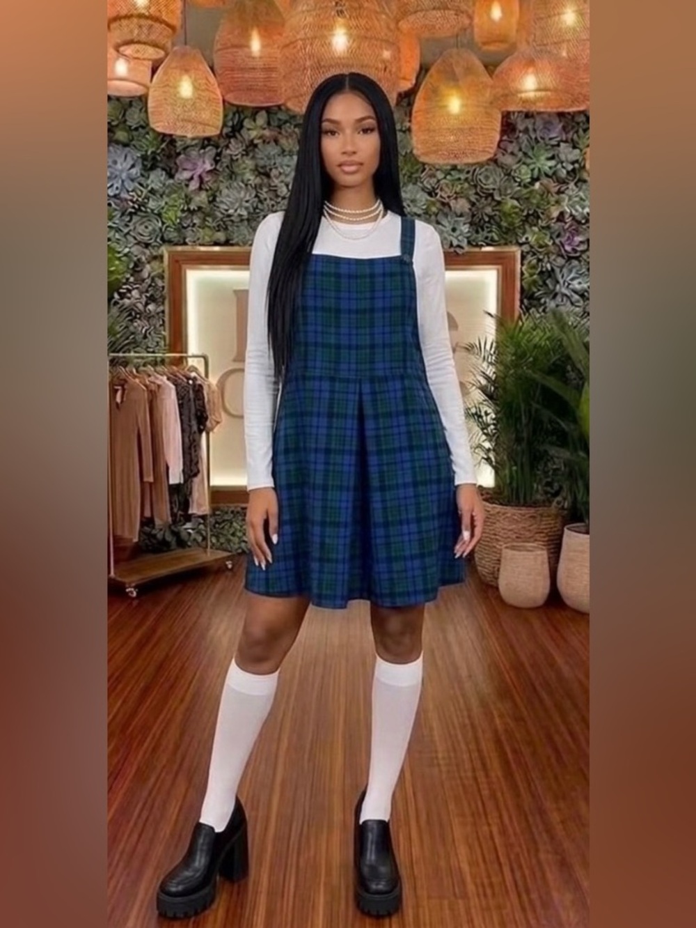 Plaid Pinafore Plus Size Boohoo Dress